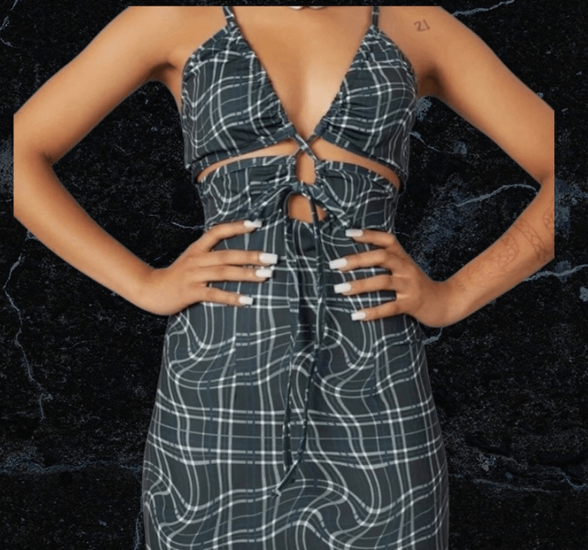 Dolls Kill Poster Girl Cut Out Green Plaid Dress Size Medium Nwt