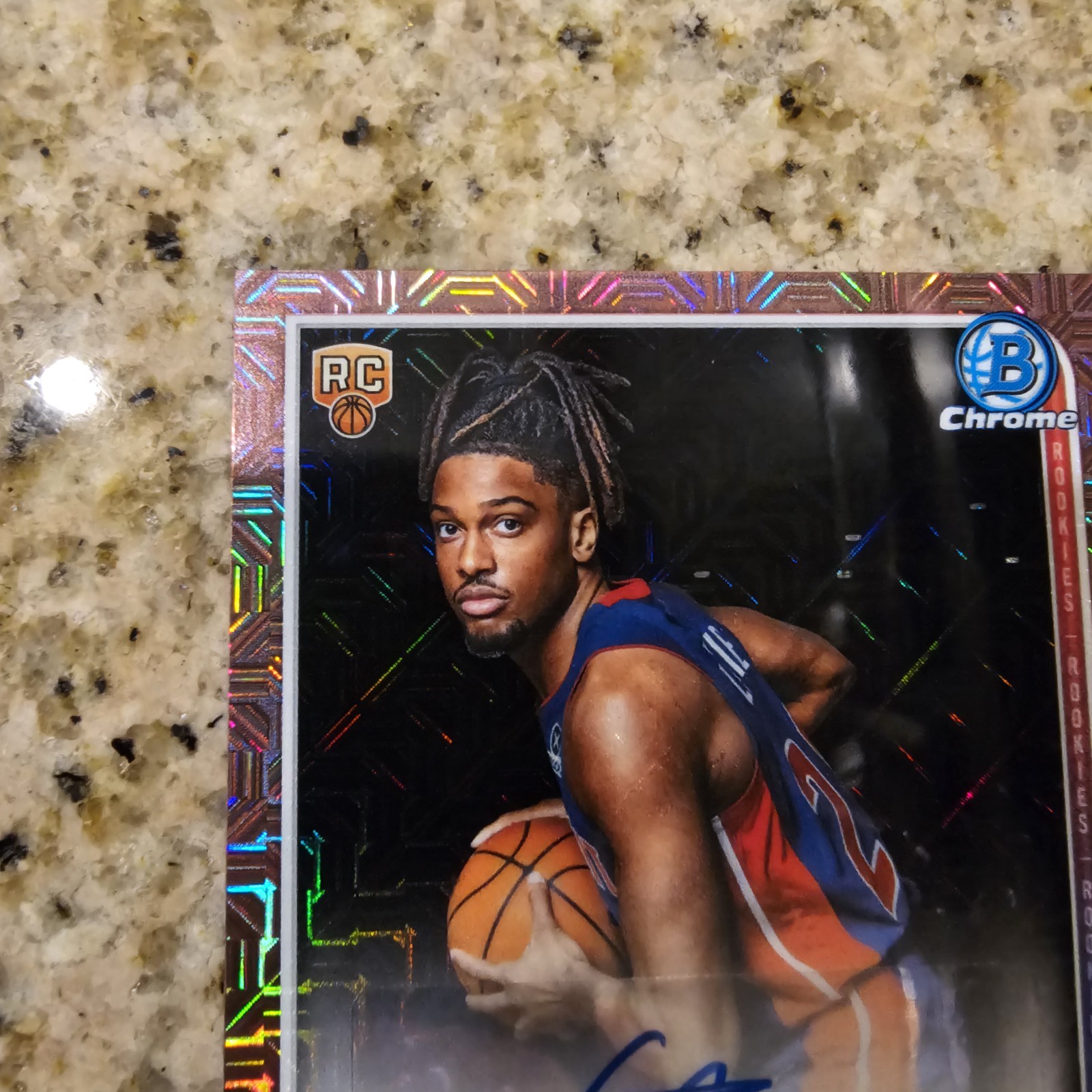 Chaz Lanier Rookie Bowman 1/1 Mojo Auto Detroit Pistons RC view 4