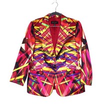 ESCADA Bozena Blazer Fantasy Multicolor Geometric Single Button Women's 40/US10