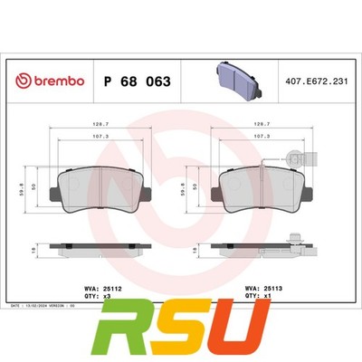 Brembo Bremsbelagsatz, Scheibenbremse PRIME LINE P 68 063 Breite 129 mm