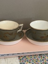 2 Minton Vintage Teacups & Saucers w/Gold Tri...
