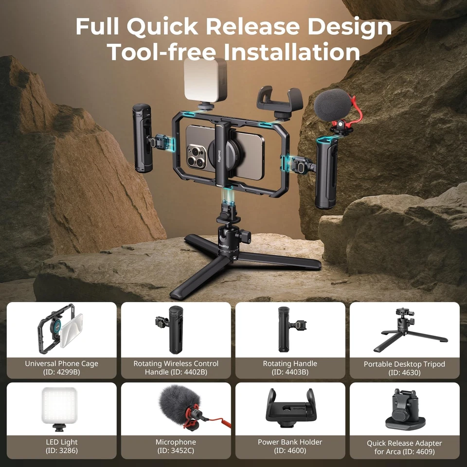 All-in-One Universal Quick Release Phone Video Rig Kit Pro, Phone Stabilizer ... - Image 2 of 4