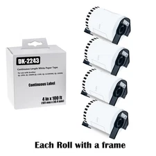 4Rolls Continuous Paper Tape DK-2243 Labels 4"x100' for Brother QL-1110NWB 1050