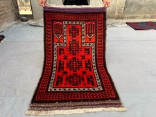Vintage Afghan Prayer Rug 3x5 Hand Knotted Wool Rare Tribal Nomadic Fine Rug