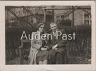 Man Woman Portrait 1940s Snapshot Photograph Outdoor Bench Couple 9x6.5cm