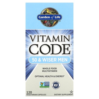 2 X Garden of Life, Vitamin Code, 50 & Wiser Men, Whole Food Multivitamin, 120 V