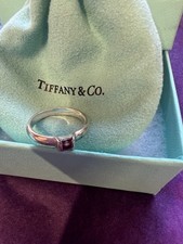 Tiffany & Co. Silver, Tourmaline Pink Stacking Ring. UK Size N. Used
