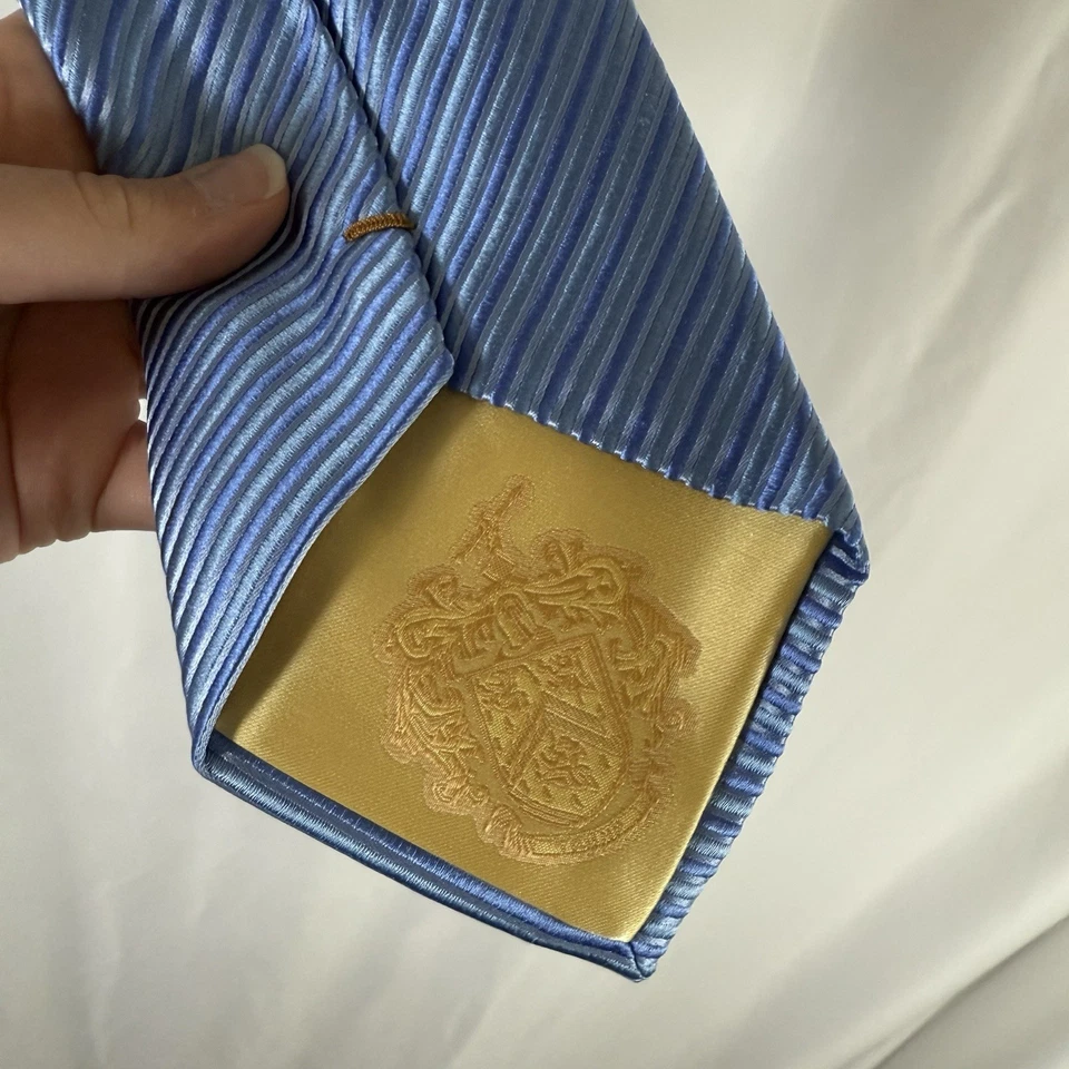 Corbata Donald Trump Hombre 59" Azul Rayas Signature Collection 4" Ancho 100% Seda Foto 3 de 4