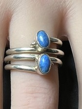 Vintage Sterling Silver Lapis Lazuli Ring Size 6 Triple Band