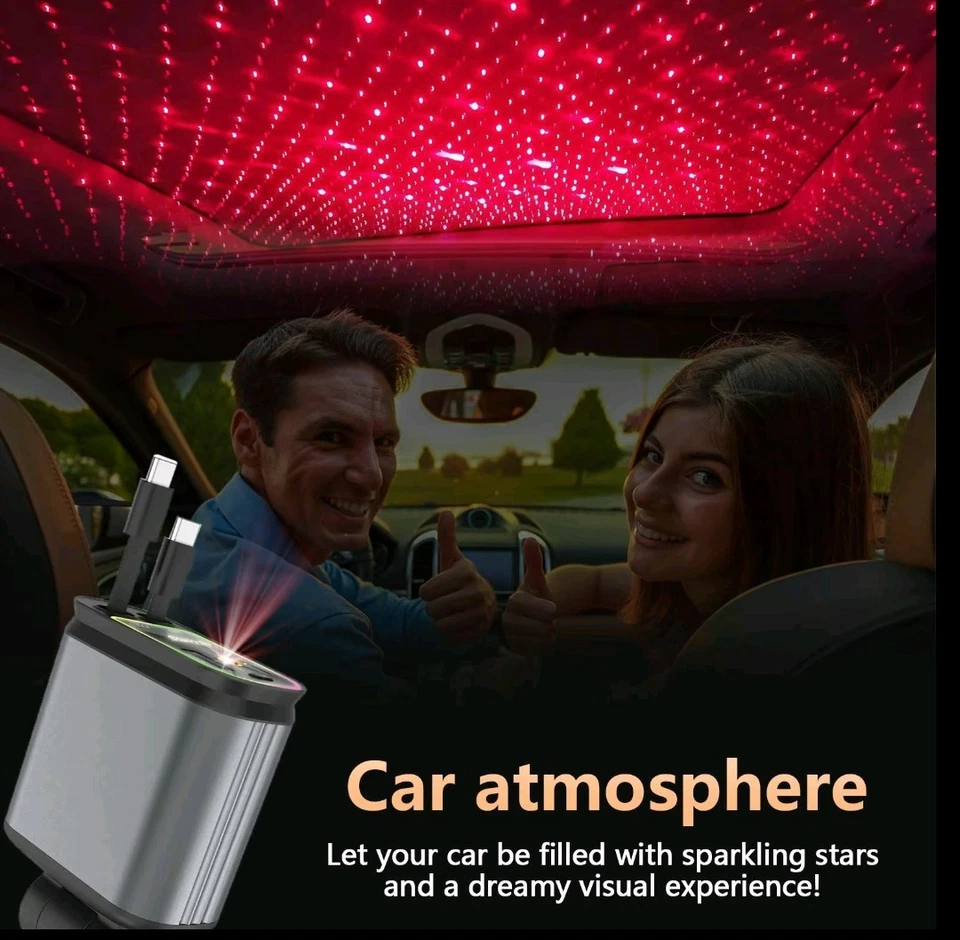 Caricabatterie da auto 4 in 1, caricabatteria da auto retrattile da 66 Wcon... - Immagine 4 di 4