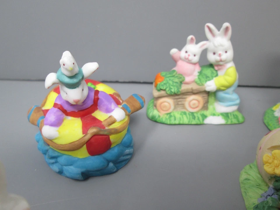 Vtg Easter Bunny Village Figurine Lot Porcelain Resin Signs Mini Accessory 1990s - Image 2 of 4