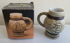Vintage Avon Tall Ships mini Ceramic Stein Ceramarte Made in Brazil w/ Box