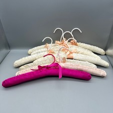 Vintage Padded Satin Hangers, Pastels, Set of 7 white and pink