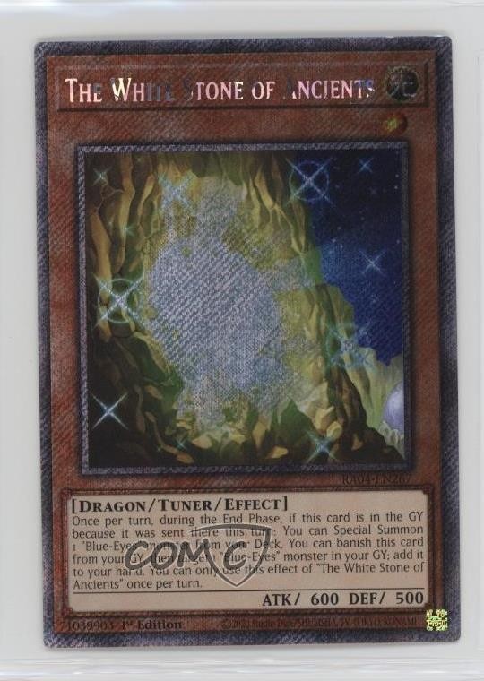 The White Stone of Ancients RA04-EN267 YuGiOh Quarter Century Stampede trading card — raw and PSA graded price guide