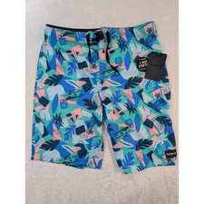 Hurley Youth Boys Board Shorts Swim Trunks Size 18/29 Tropical FIJI Beach Print