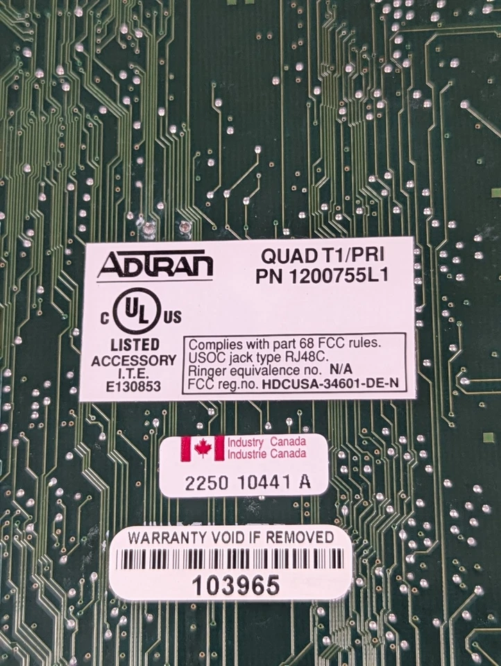 Adtran Atlas 550 Quad T1 PRI 1200755L1 500 Series Card - Image 4 of 4