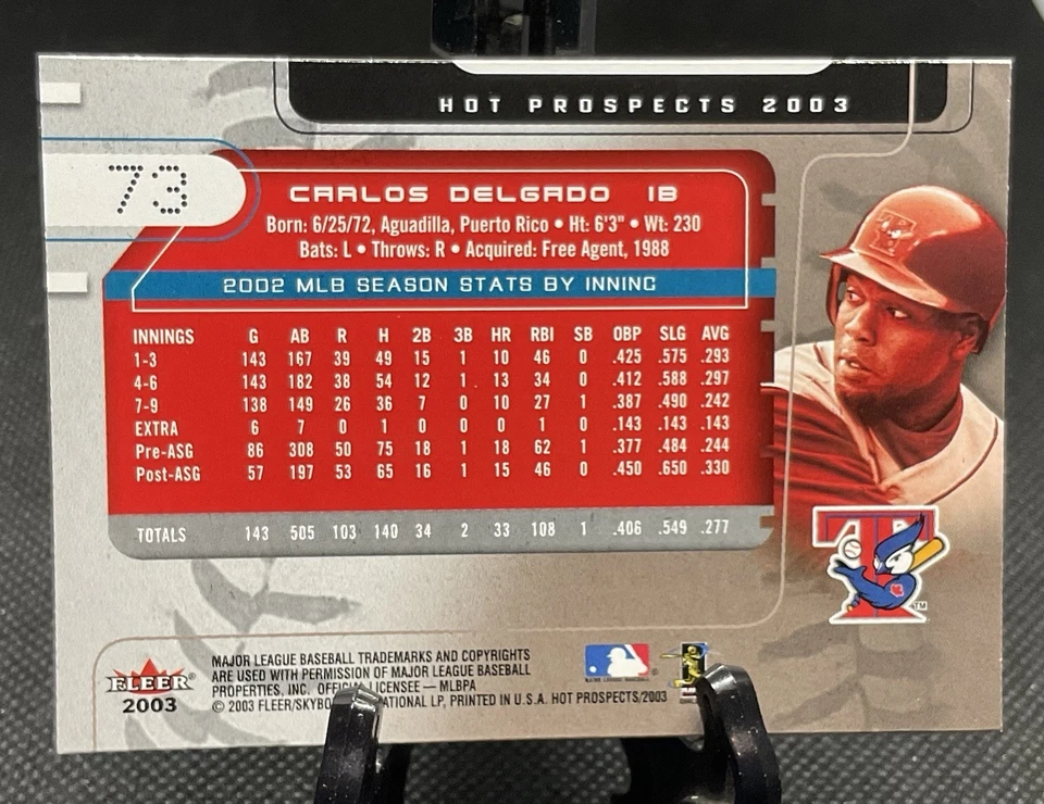 2003 Fleer Hot Prospects #73 Carlos Delgado - Toronto Blue Jays - Image 2 of 3