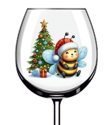12x bunte Weihnachten Honigbiene Vinyl Aufkleber Abziehbild Becher Weinglas Van Auto