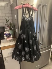 Anthropologie Odille Daisy Halter Dress Sz6 Embroidered Daisies Tulle Lined Prom