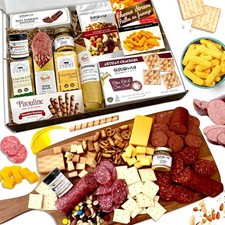 GIFTWORLD DELXE CHARCUTERIE GOURMET MEAT & CHEESE & SNACK GIFT BASKET ASSORTMENT