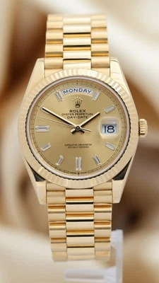 Rolex Day-Date 40 Gelbgold Baguette Dial Automatik LC100 228238 Original Papie - Bild 1 von 4