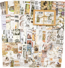 200 Pieces Vintage Ephemera Pack Decoupage Paper Junk Journal Kit Scrapbook Plan