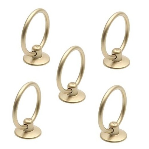 5Pcs Gold Ring Drawer Pulls, Brass Cabinet Ring Handles Drop Ring Knobs Single