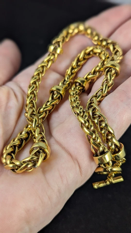 Collar de cadena en tono dorado firmado por Ralph Lauren cierre de perno de palanca trenzado Foto 2 de 4