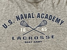 US Navy Midshipmen Navel Academy Gray Mens XL 1845 Lacrosse Beat Army T Shirt
