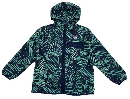 Patagonia Kids Baggies Jacket Full Zip Hooded Rain Fern Green Blue Size Small