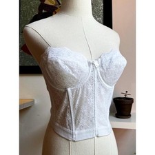 Vintage 80s Ivory Lace Corset Top  Underwire Bustier  Madonna Style  38B