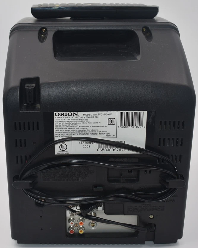 "Combo reproductor de TV/DVD Orion 9"" CRT TVDVD091C vintage para juegos probado" Foto 3 de 4