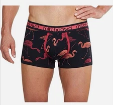 MITCH DOWD FLAMINGO NIGHTS PRINTED BAMBOO FITTED TRUNK SIZE M
