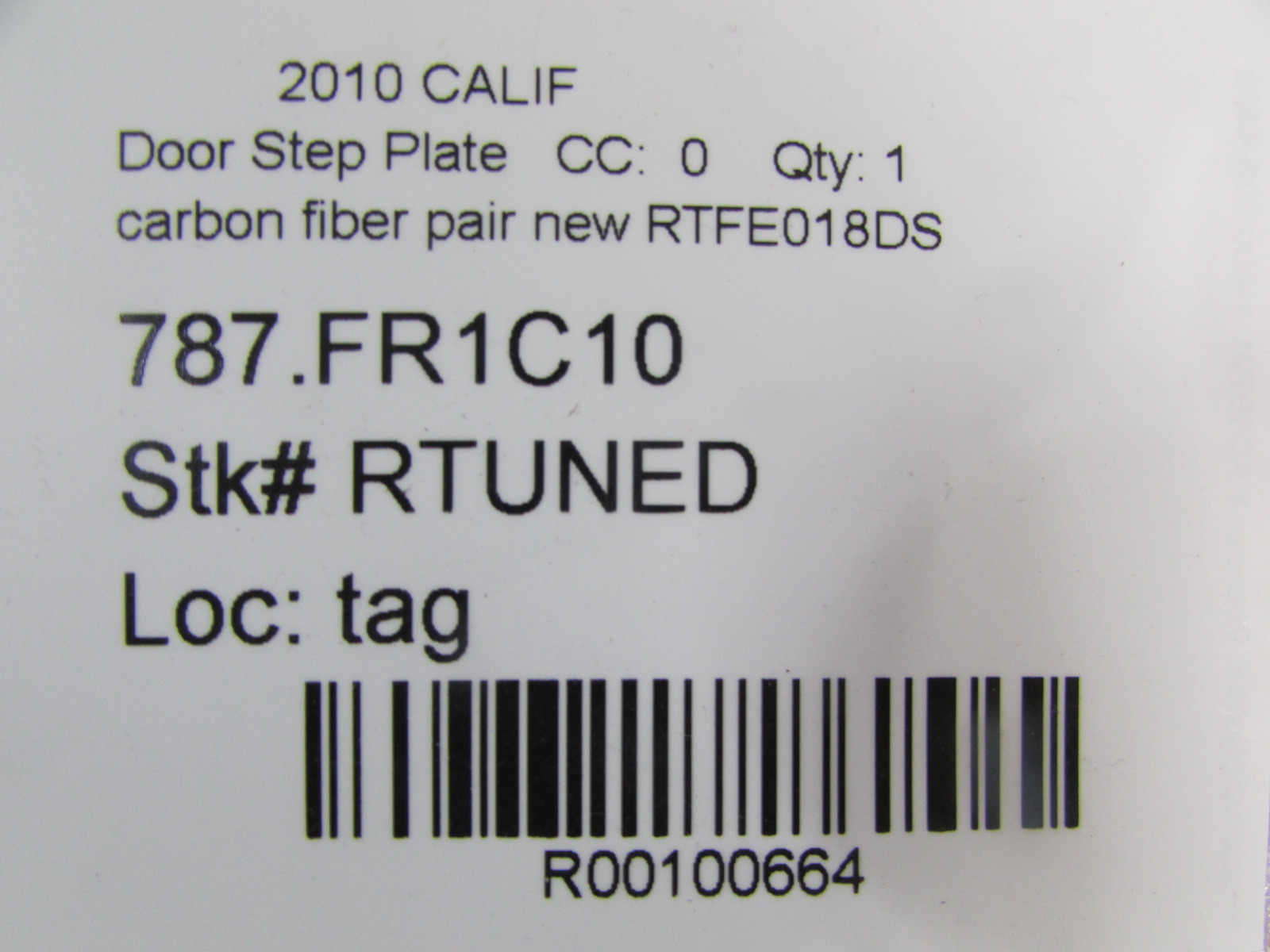 Ferrari California, Carbon Fiber Door Step Plate, Pair, RTUNED, New Reproduced
