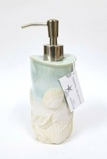 NEW CERAMIC TEAL GREEN,BEIGE STAR FISH,SHELL 3D SOAP DISPENSER,SILVER PUMP