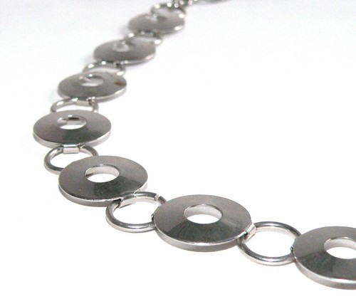 Gürtel Bauchkette 60er Jahre silberfarben 92 cm - Bild 2 von 3