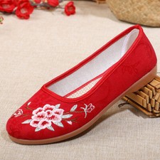 Old Beijing Cloth Shoes Embroidered Ladies Floral Casual Flat Loafer Vintage