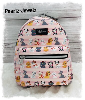 disney cats and dogs mini backpack Loungefly Disney Cats & Dogs Pink Striped Dalmatian Lady Tramp Mini Backpack  NWT