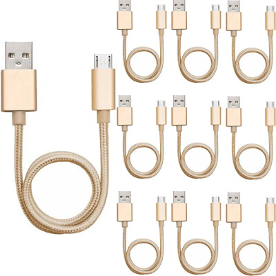 10 Pack 1m Braided Data Sync Charger Micro USB Cable Cord for Android Phone Bulk