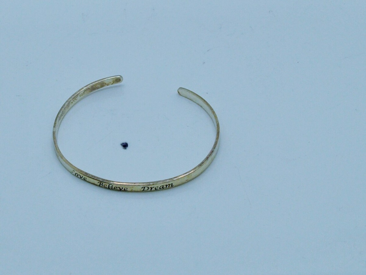 STERLING SILVER NICE CUFF W/LOVE DREAM BRACELET #FMQ712