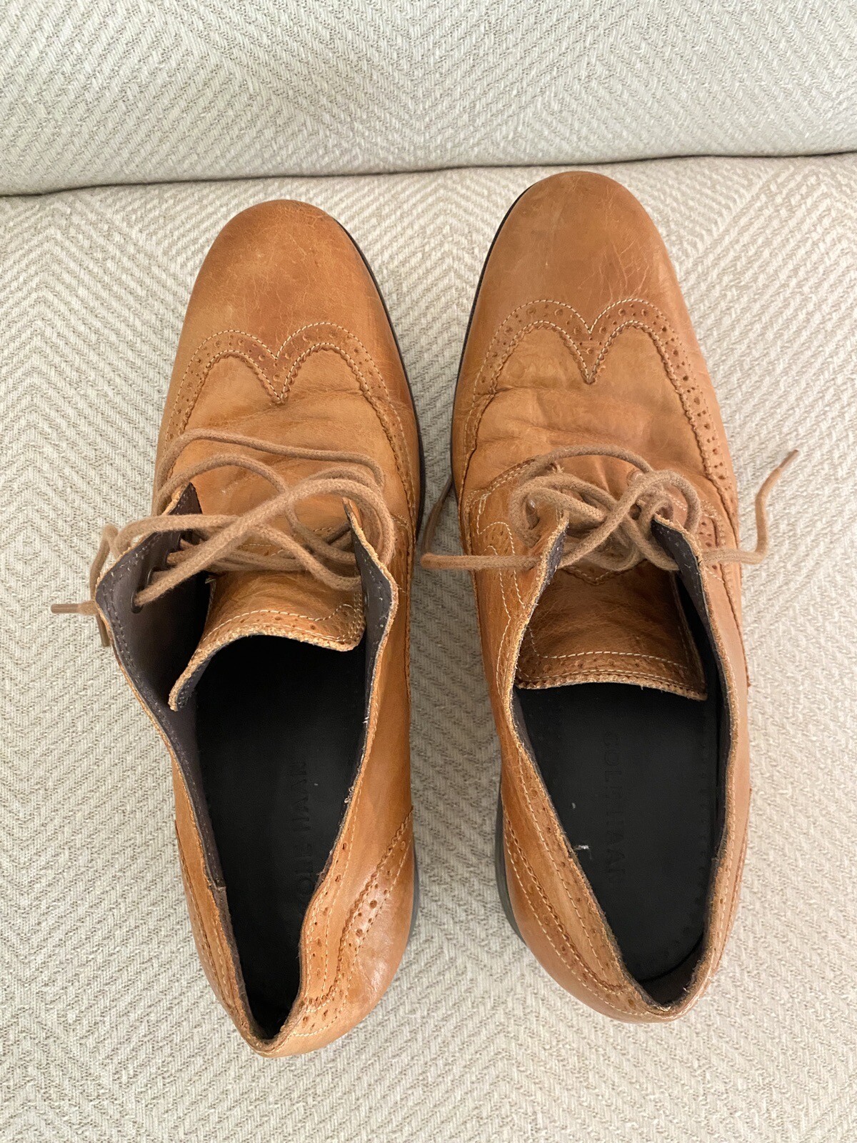 SAOLA Cole Haan Copley stringato wingtip derby Oxford marrone chiaro britannico taglia 8M