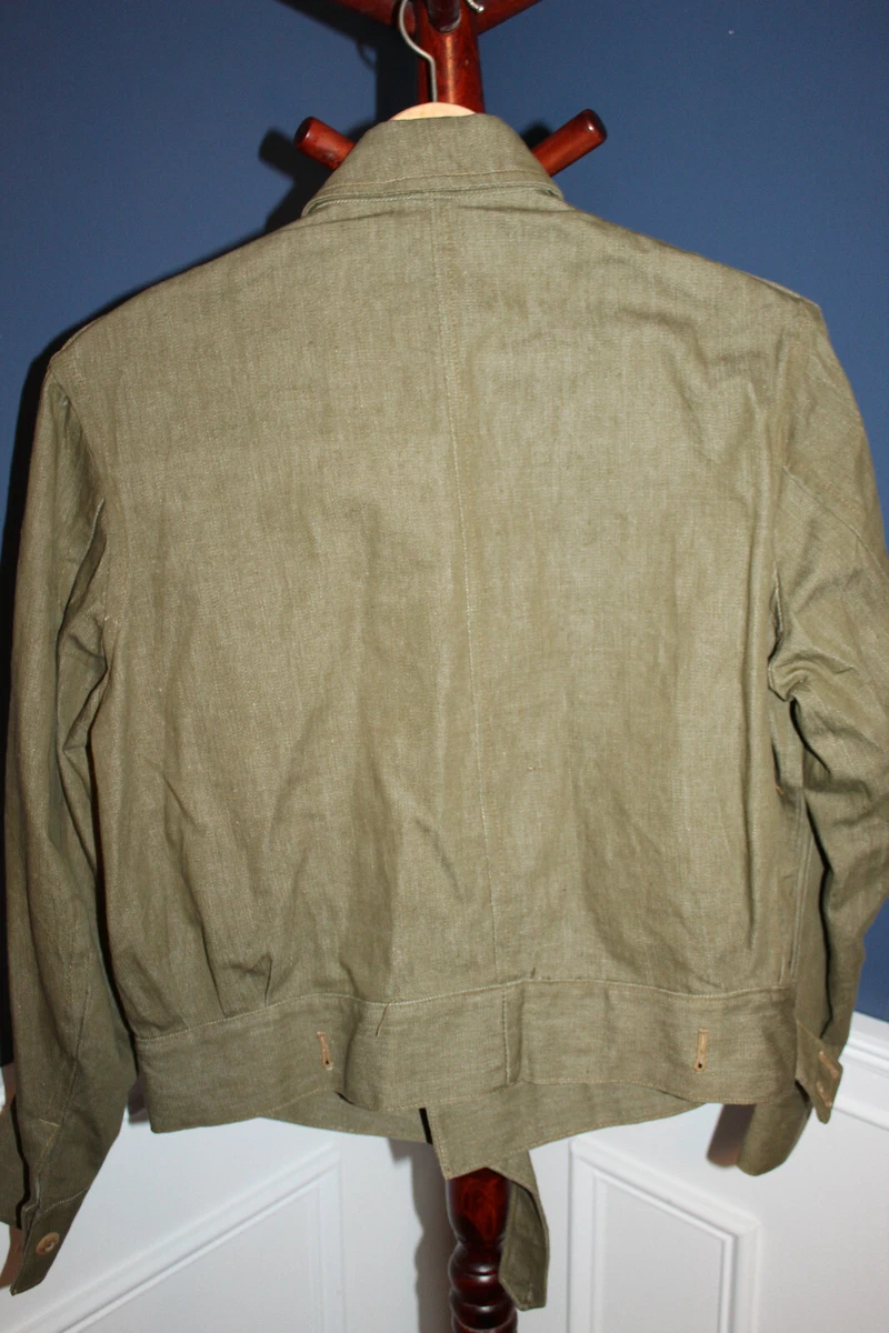 Rare Original & Mint WW2 British Army Denim Green Combat Blouse (Jacket), 1945 d