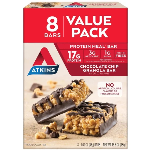 3 Boxes Atkins Chocolate Chip Granola Protein Meal Replacement Bar,Keto Friendly - Picture 1 of 7