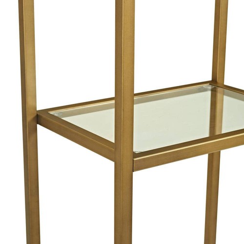 CROSLEY FURNITURE Writing Desk 78" Etagere Tempered Glass Steel Soft Gold 2-Pcs - Picture 6 of 7