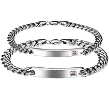 Personalized Men Women Couples Cuban Link Chain Bracelet Gift Engraved Custom