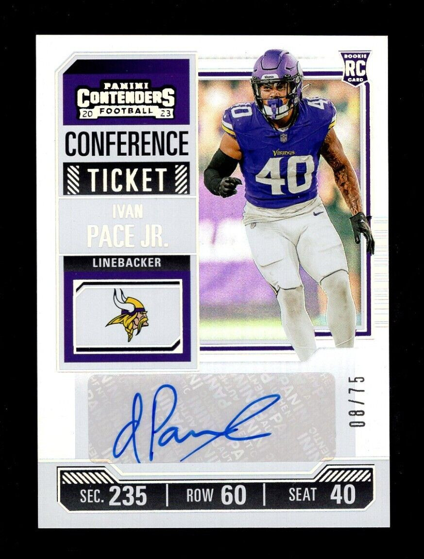 2023 CONTENDERS CONFERENCE TICKET #194 IVAN PACE JR. RC AUTO 8/75 VIKINGS