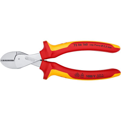 KNIPEX X-Cut Kompakt-Seitenschneider 73 06 160, VDE, Schneid-Zange, gelb