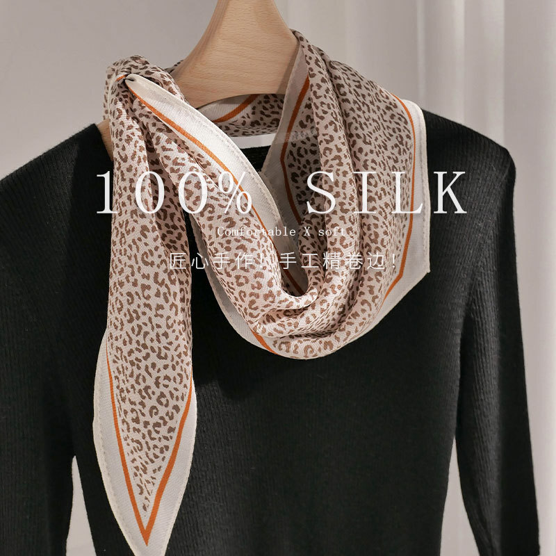 New Boutique 100% Mulberry Silk Rhombus Print Thin Soft Necktie Scarf 126x36cm