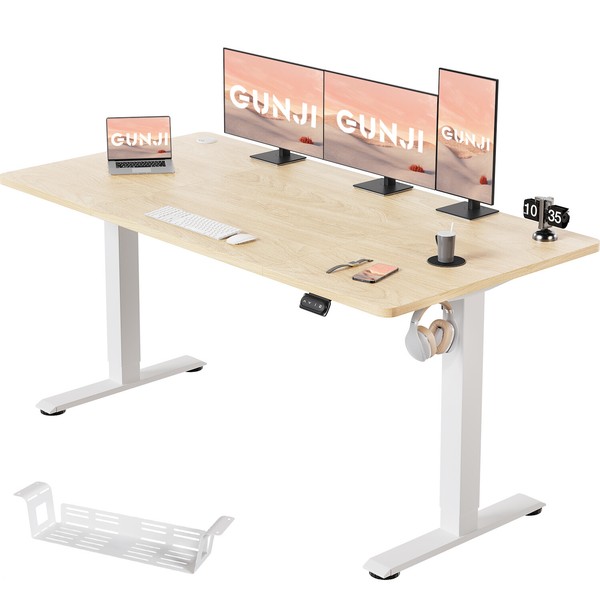 Gunji HöHenverstellbarer Schreibtisch HöHenverstellbar Elektrisch Tisch 120X60Cm-image