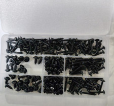 215pcs BLACK SELF TAPPING SCREWS POZI PAN FLANGE HEAD TAPPERS 4g 6g 8g 10g